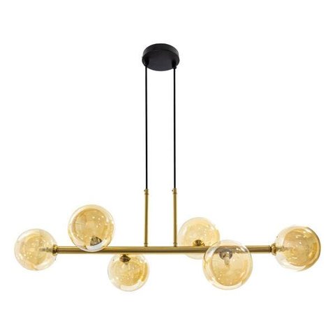 Pendente Abaporu Metal Bronze e 6 Cúpulas de Vidro Âmbar para G9 St1864