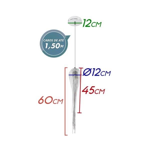 Pendente Clam Transparente Vidro e Corrente + LED GU10 Branco Quente St1906 - 2