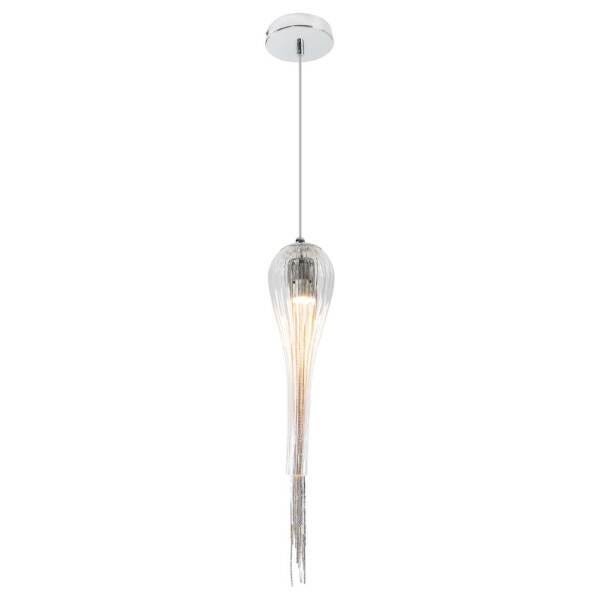 Pendente Clam Transparente Vidro e Corrente + LED GU10 Branco Quente St1906 - 1