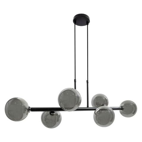 Pendente Abaporu em Metal Preto e 6 Cúpulas de Vidro Fumê para G9 St1864
