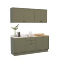 Ver imagem 2 de Cozinha Compacta Modulada 7 Portas 3 Gavetas 100% MDF Sevilha Verde/Hill