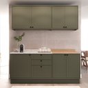 Ver imagem 1 de Cozinha Compacta Modulada 7 Portas 3 Gavetas 100% MDF Sevilha Verde/Hill