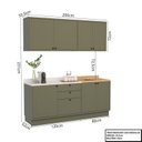 Ver imagem 3 de Cozinha Compacta Modulada 7 Portas 3 Gavetas 100% MDF Sevilha Verde/Hill