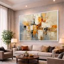 Ver imagem 1 de Quadro Abstrato Arte Moderna Tons Neutros e Quente 153x103