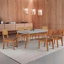 Ver imagem 1 de Mesa de Jantar Copper 180cm Tampo Canto Copo Mdf Vidro com 6 Cadeiras Copper Premium Moderna Mobília