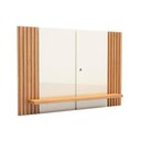 Ver imagem 6 de Cama Queen Cabeceira Ripada 1 Gaveta MDF 300cm Freijó com Off White