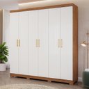 Ver imagem 1 de Guarda-Roupa Casal 6 Portas com Pé e Espelho Interno Giratório 199cm 100% MDF Paraty Espresso Móveis Bege/Cinamomo/Grafiatto