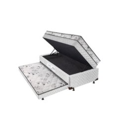 Bicama Box Baú Solteiro Conjugado Espuma com Cama Auxiliar Bicama 3 em 1 - Matelassê Branco - 1