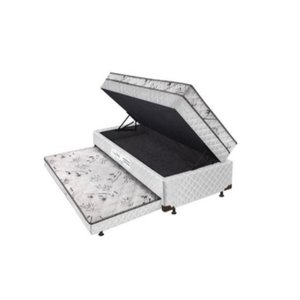 Bicama Box Baú Solteiro Conjugado Espuma com Cama Auxiliar Bicama 3 em 1 - Matelassê Branco