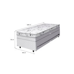 Bicama Box Baú Solteiro Conjugado Espuma com Cama Auxiliar Bicama 3 em 1 - Matelassê Branco - 2
