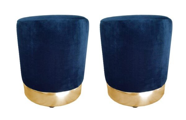 kit 2 banqueta azul com rodapé dourado - 2