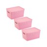 3 Caixas Organizadoras com Tampa Grande 15 Lts Rattan Rosa - 1