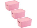 Ver imagem 1 de 3 Caixas Organizadoras com Tampa Grande 15 Lts Rattan Rosa