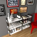 Ver imagem 1 de Aparador Prateleira Industrial Sala Barzinho Branco Bar Adega Moderno Suspenso Madeira Buffet