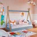 Ver imagem 2 de Cama Infantil Montessoriana 198cm com Colchão Estilo Cabana Cor:itapuã com Azul