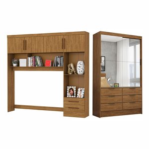 Guarda Roupa Casal Modulado Sevilha 4 e 2 Portas 8 Gavetas Premium com Cama Casal Carioca Móveis