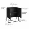 Buffet Sala Orgânico 2 Portas 90cm X 111cm com Pés em Metal Cor:nero com Preto - 5
