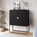 Ver imagem 1 de Buffet Sala Orgânico 2 Portas 90cm X 111cm com Pés em Metal Cor:nero com Preto