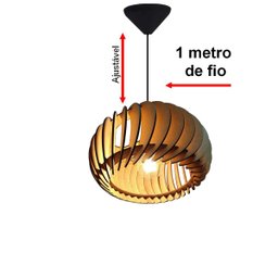 Lustre Luminária Pendente de Madeira Mdf Mod. Sophia Pq Inclinado - 4