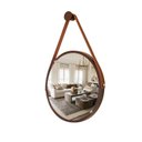 Ver imagem 2 de Kit 2 Espelhos Redondo Decorativo Suspenso Alça 40cm + Suporte Marrom Alça Caramelo