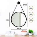 Ver imagem 4 de Kit 2 Espelhos Redondo Decorativo Suspenso Alça 40cm + Suporte Marrom Alça Caramelo