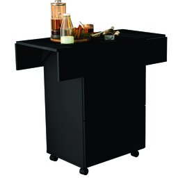 Mesa Aparador Retrátil Basoto Annie com 4 bancos embutidos 100% MDF - Preto - 3