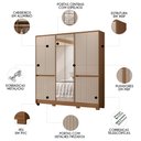 Ver imagem 3 de Guarda Roupa Casal 216cm com Espelho Freeze Carvalho/fendi Z17 - Mpozenato