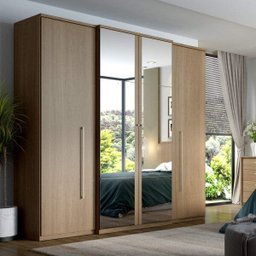 Guarda-Roupa Casal com Espelho 4 Portas 2 Gavetas Splendore Plus Glass  - 1