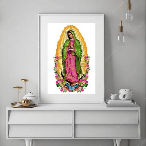 Quadro Decorativo Nossa Senhora de Guadalupe - 60x48cm:madeira Preta