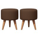 Ver imagem 1 de Kit 2 Puff Redondo Suede Sala Quarto Banqueta Pés Polipropileno - Marrom