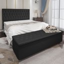 Ver imagem 1 de Conjunto Cabeceira Casal e Recamier Baú 1,60m Madrid Suede Preto Dal Poz Estofados