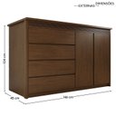 Ver imagem 4 de Cômoda 2 Portas 4 Gavetas MDF Polidoro Marrom/Ambar
