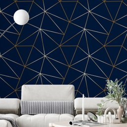 Papel De Parede Zara Azul Petróleo Fio Gold Auto Colante 3m - 7
