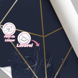 Papel De Parede Zara Azul Petróleo Fio Gold Auto Colante 3m - 2