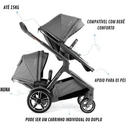 Carrinho de Bebe com Moises Demi Grow Cinza Mescla Threade - Nuna - 3