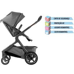 Carrinho de Bebe com Moises Demi Grow Cinza Mescla Threade - Nuna - 6