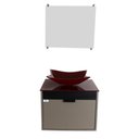 Ver imagem 2 de Gabinete Armário Banheiro 40cm Cuba Quadrada Vermelha