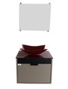 Ver imagem 2 de Gabinete Armário Banheiro 40cm Cuba Quadrada Vermelha