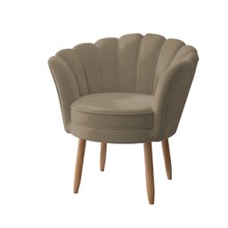 Poltrona Decorativa Flor Reforçada Amamentação Tecido Veludo Cor:capuccino - 1