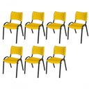 Ver imagem 1 de Cadeira Iso Base Preto Escola, Escritório Amarelo Kit 7 Un