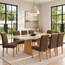 Ver imagem 1 de Conjunto Sala de Jantar 8 Lugares Retangular Tampo Vidro/MDF 200x90cm Mesa e Cadeiras Lyra