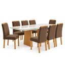 Ver imagem 2 de Conjunto Sala de Jantar 8 Lugares Retangular Tampo Vidro/MDF 200x90cm Mesa e Cadeiras Lyra