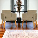 Ver imagem 6 de Kit 6 Poltronas para Recepção Nina Suede Cores Pé Palito 30cm Castanho - Suede