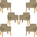 Ver imagem 1 de Kit 6 Poltronas para Recepção Nina Suede Cores Pé Palito 30cm Castanho - Suede