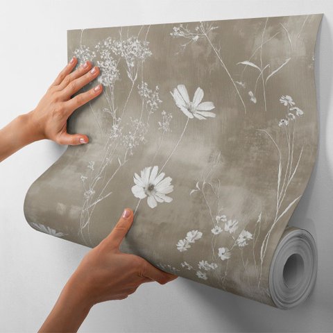 Papel de Parede Adesivo Floral Ramos Autocolante Rolo 10m