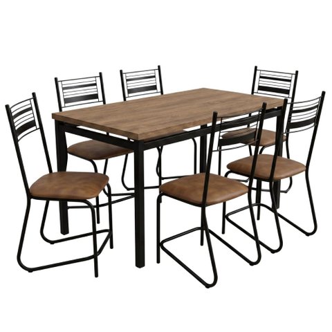 Conjunto de Mesa Sala de Jantar 6 Cadeiras Atlanta 1,36m