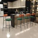 Ver imagem 2 de Kit 02 Banquetas Baixa Cozinha Sala Jantar Bancada Milão L02 Couríssimo Camel Verde - lyam decor