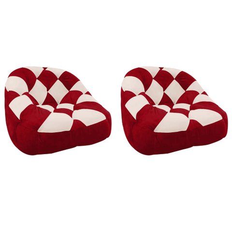 Kit 02 Poltrona Paloma Escritório Sala Pé Plástico Suede Vermelho e Suede Bege - Dominic Decor