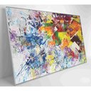 Ver imagem 3 de Quadro Abstração Multicolorida Tinta Acrílica Medidas 60x40 Cm Impressão Adesivo Fotográfico