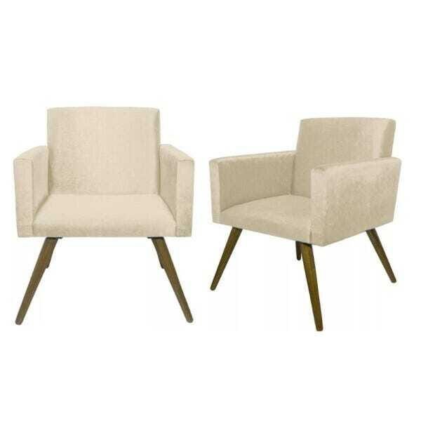 KIT COM 2 POLTRONAS DECORATIVAS NINA SUED BEGE - 1